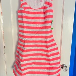 Lilly Pulitzer Coral and White Striped Dress